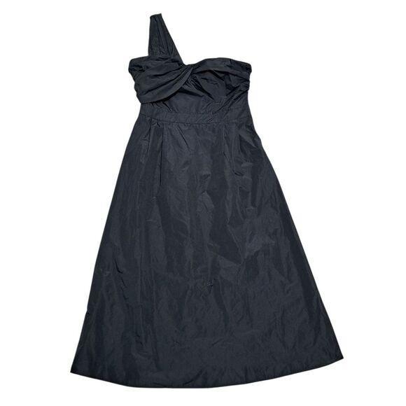 Banana Republic One Shoulder Romantic Goth Casual Midi Dress Size 6 Black NWT - Picture 6 of 14